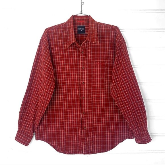 FILA SPORT THE COLLECTION RED FRONT POCKET PLAID BUTTON  DOWN COTTON MEN LARGE - Picture 3 of 12